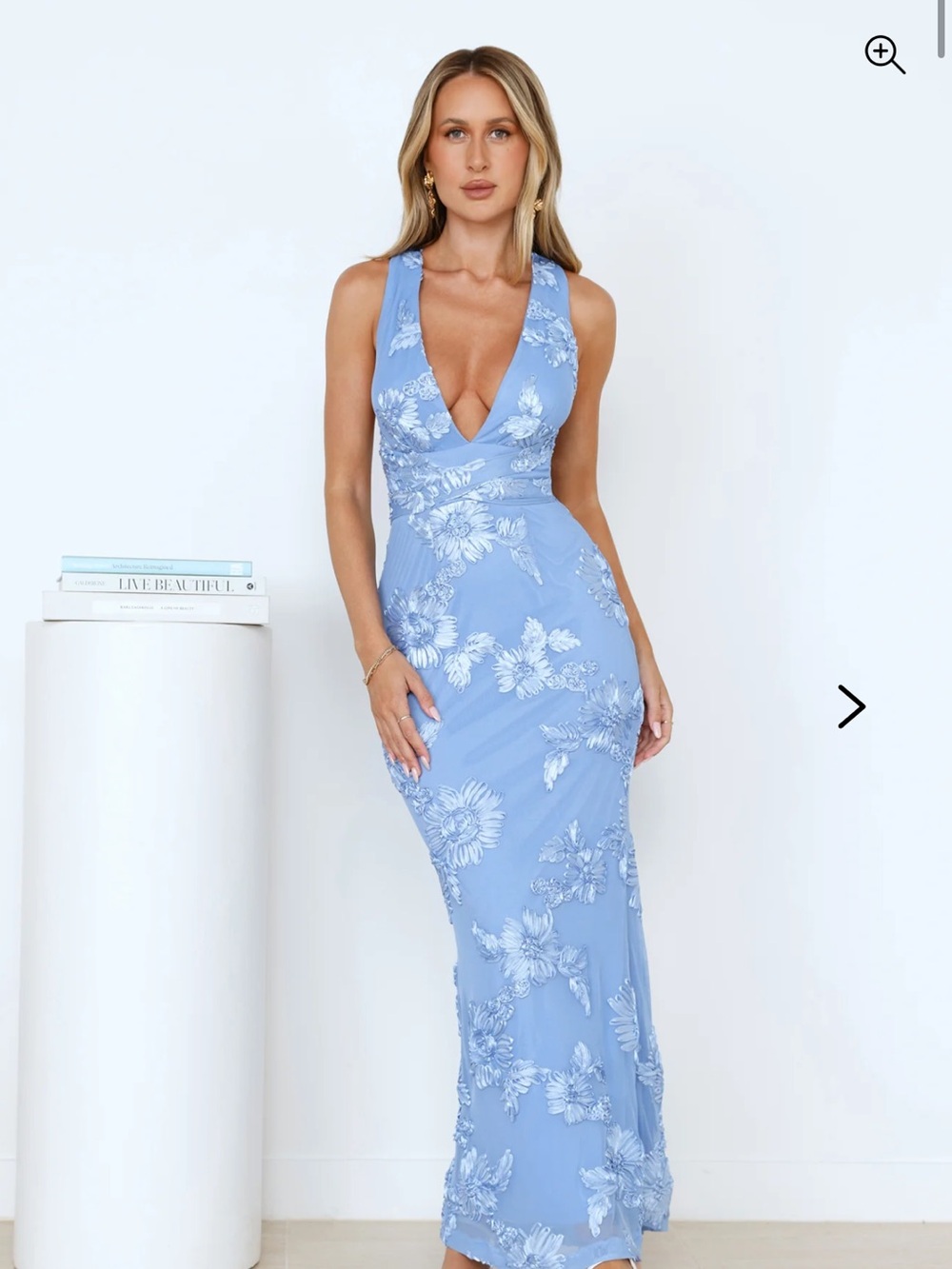 Hello Molly Lime Light Mesh Halter Maxi Dress Blue